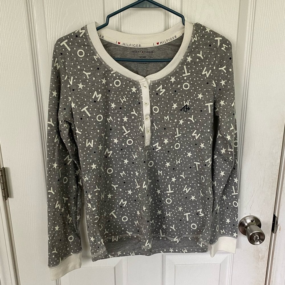 Tommy Hilfiger Printed Henley Sleep Shirt Top